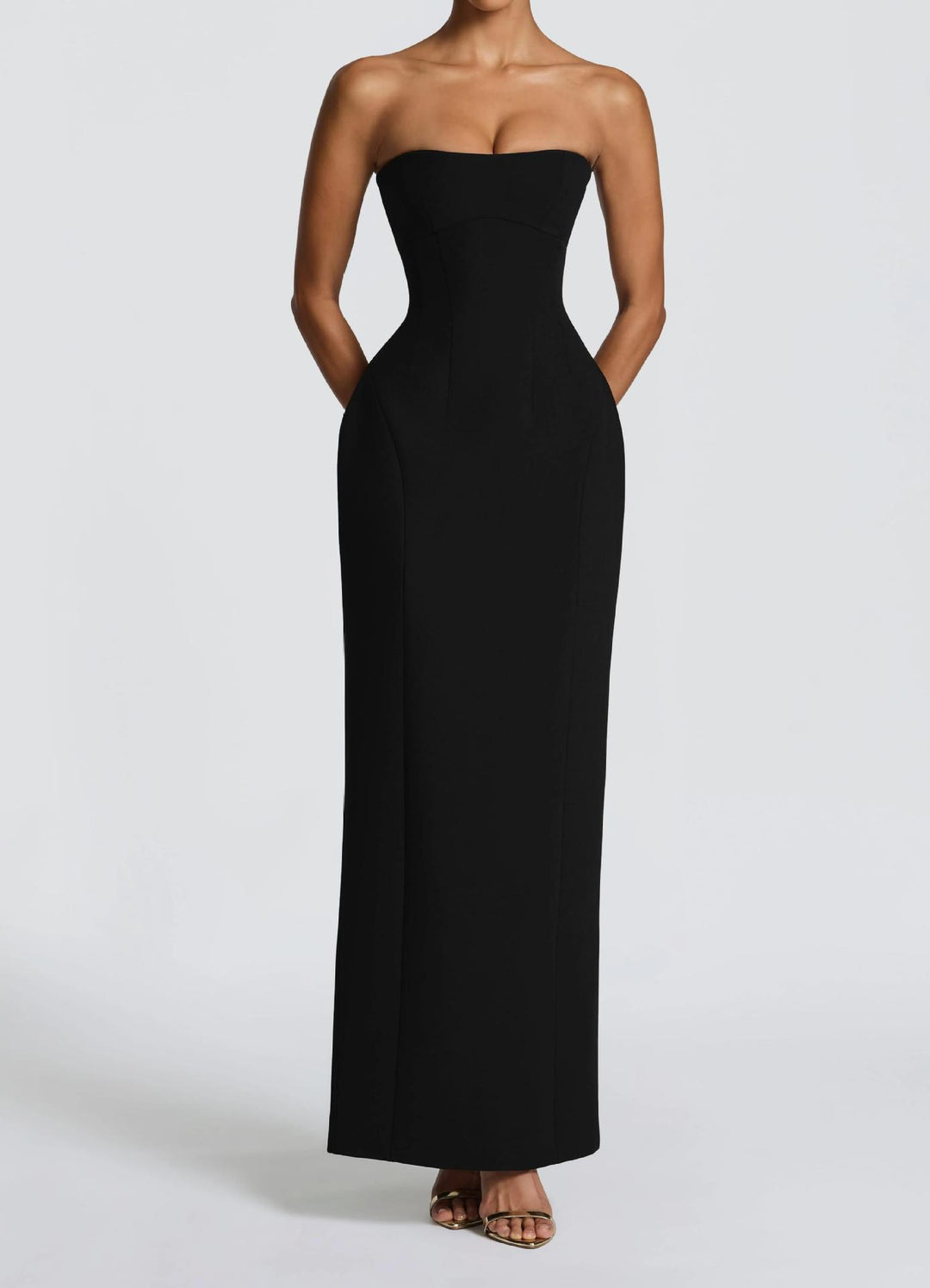 Damen Elegantes Cocktailkleid mit schulterfreiem Schnitt EB