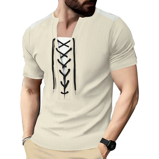 Herren Kurzarm Shirt mit sportlichem Schnürdesign EB