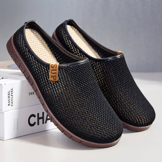 Damen nan atmungsaktiver gestrickter Slipper mit gewebtem Komfortfußbett und flexibler Profilsohle EB