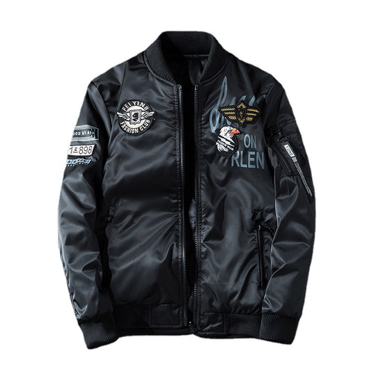 Herren modische Wende-Bomberjacke mit Steppdesign und Applikationen R&B