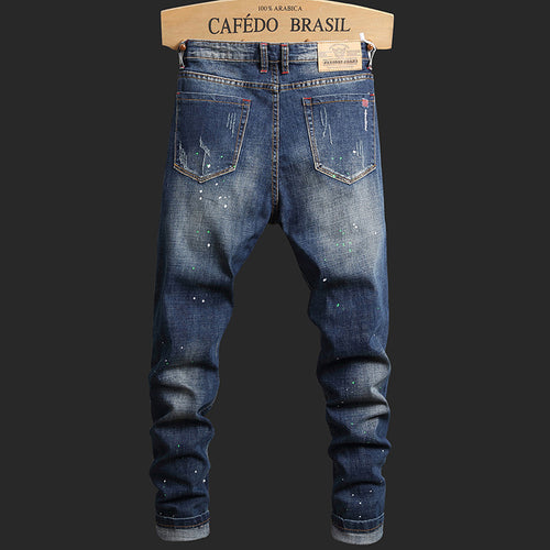 Herren Ripped Denim-Jeans mit kontrastierenden Details und schmalem Schnitt EB