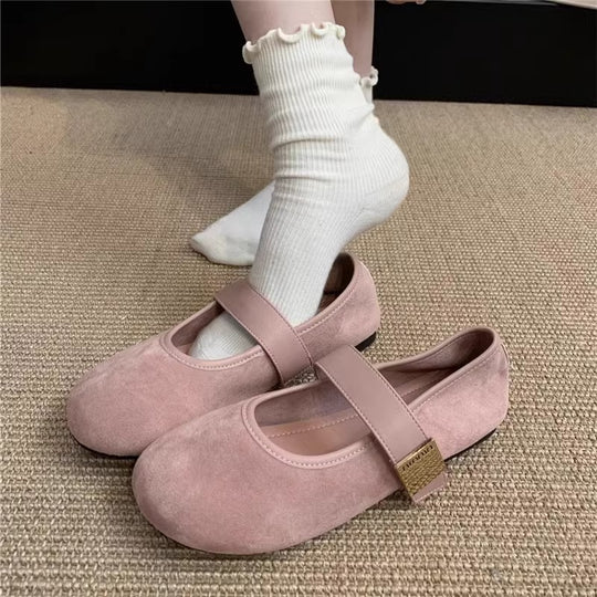 Damen Ballettschuhe mit elegantem Riemen und bequemer Sohle EB