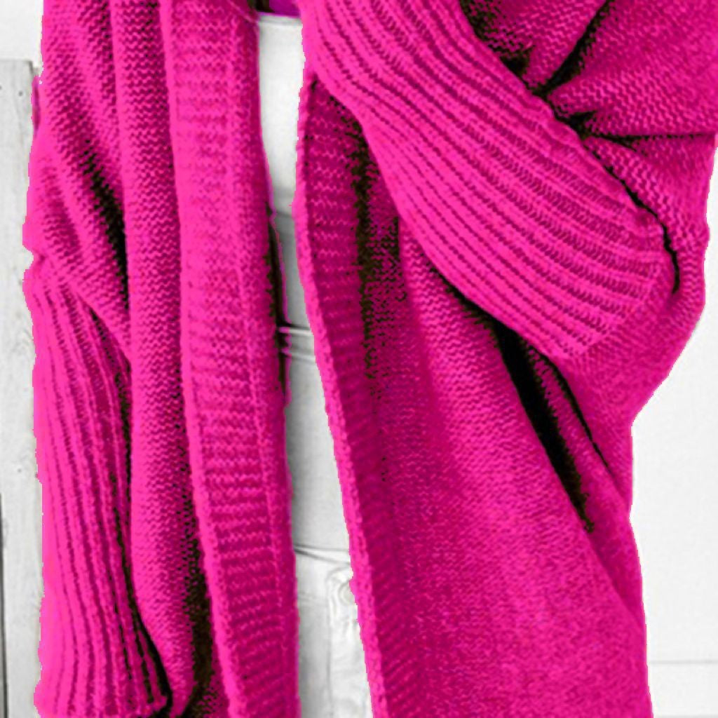 Damen Longline Kapuzen-Strickcardigan mit offener Front EB