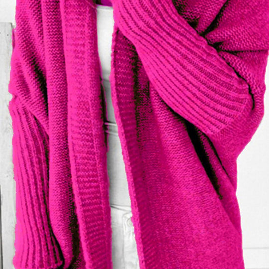 Damen Longline Kapuzen-Strickcardigan mit offener Front EB