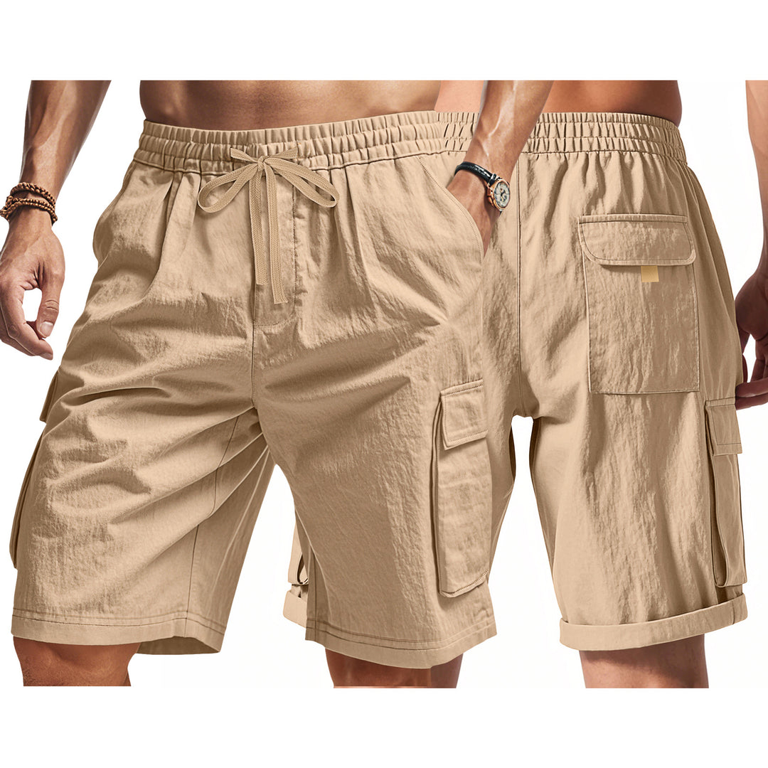 Herren nan knielange Utility-Shorts aus leichtem Baumwollmix mit elastischem Tunnelzugbund und aufgesetzten Klappentaschen EB
