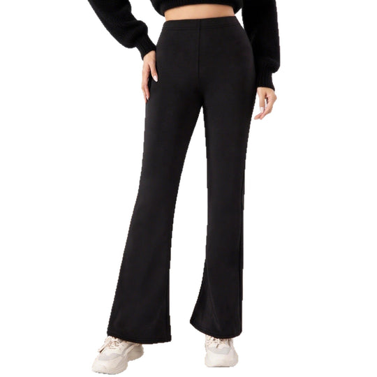Damen Weitbeinige Fleece-Leggings mit hohem Bund und praktischem Schnitt EB