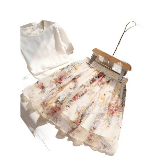 Damen Sommerrock mit floralen Applikationen und zartem Spitzenrand EB