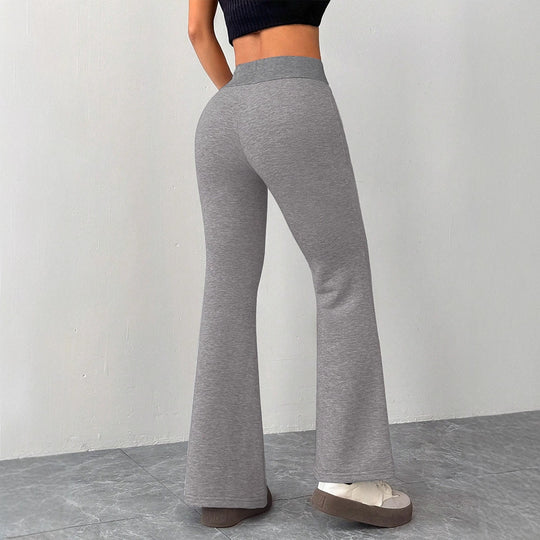 Damen Flared Loungehose mit hohem Bund und elastischem Kordelzug EB