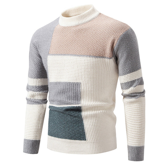 Herren Strukturierter Pullover mit modernem Farbblockdesign EB