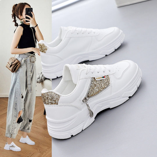 Damen Chunky Sneakers mit glitzernden Akzenten und rutschfester Sohle EB