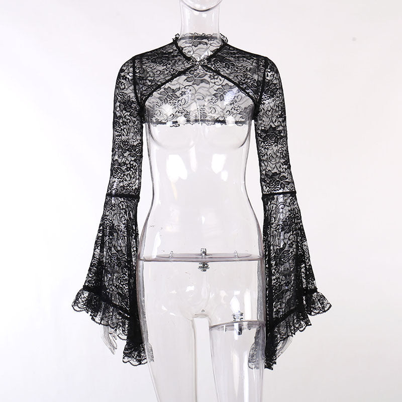 Damen figurbetonte Bluse mit Rüschendetails und Schnürung EB