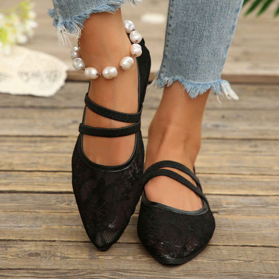 Damen Ballerinas mit elegantem Spitzendesign EB