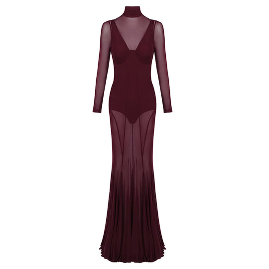 Damen Elegantes und transparentes Abendkleid EB