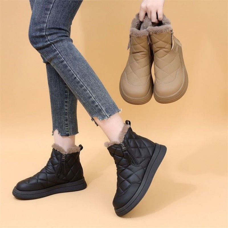 Damen warme Winterstiefel mit isolierender Fütterung und praktischem Reißverschluss EB