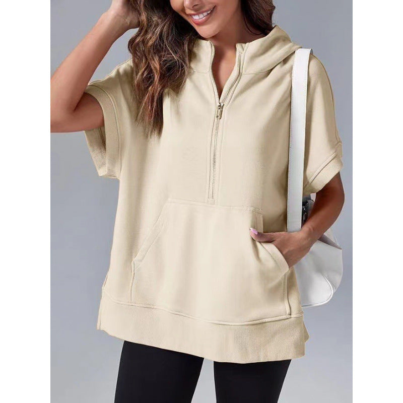 Damen Lässiger Kapuzenpullover mit Reißverschluss und praktischen Taschen EB