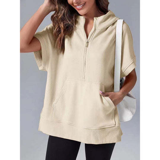 Damen Lässiger Kapuzenpullover mit Reißverschluss und praktischen Taschen EB