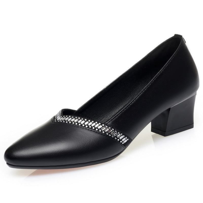 Damen elegante Pumps mit funkelndem Strass und komfortablem Blockabsatz EB