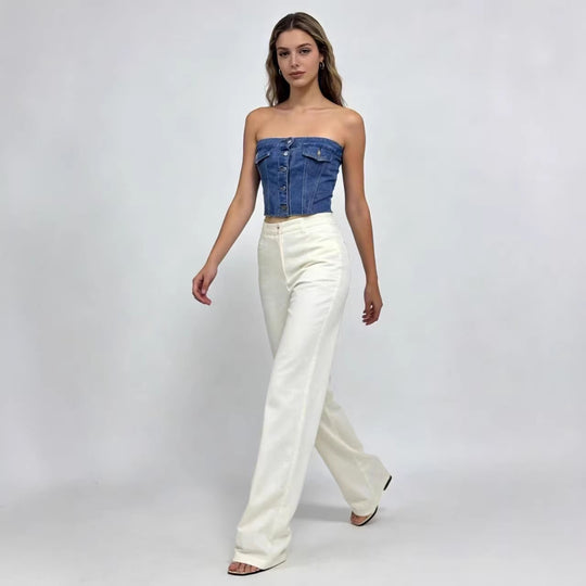 Damen Jeans Bustier Top EB