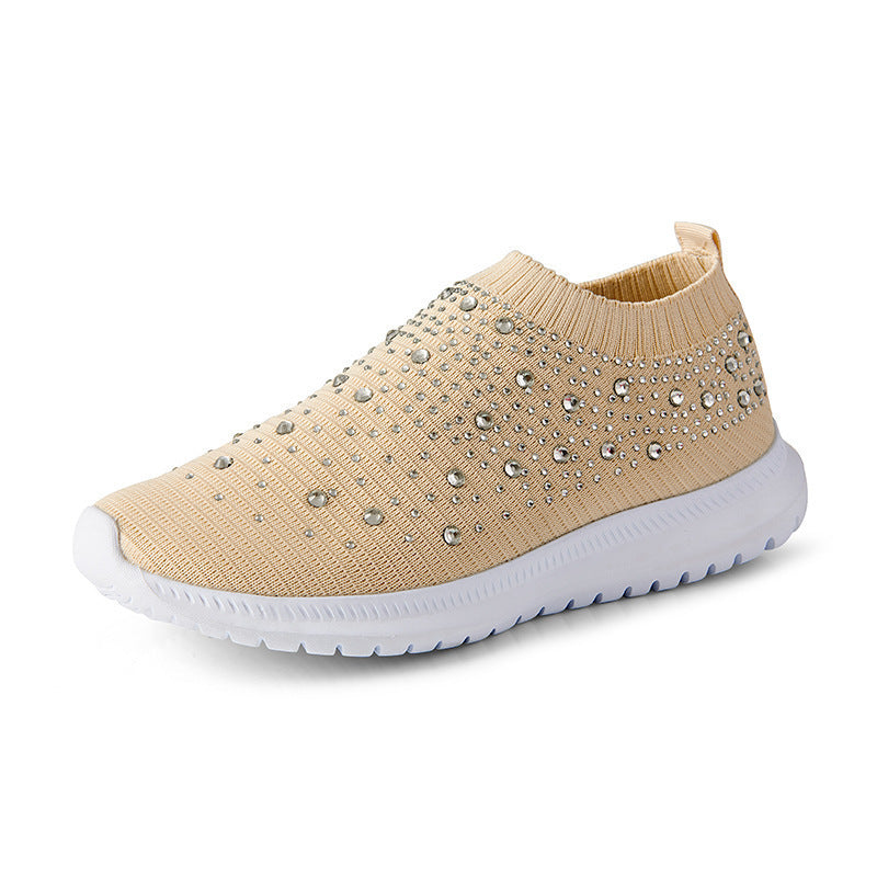 Damen modische Slip-On Sneakers mit Glitzerapplikationen EB