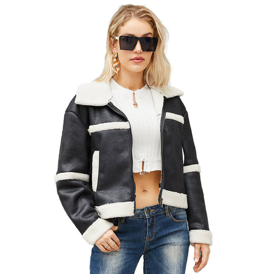 Damen Übergangsjacke mit weichem Fleece und stylischem Kragen EB
