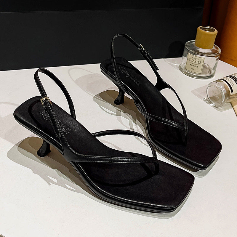 Damen elegante Schlappen mit schickem Riemendesign und komfortablem Absatz EB