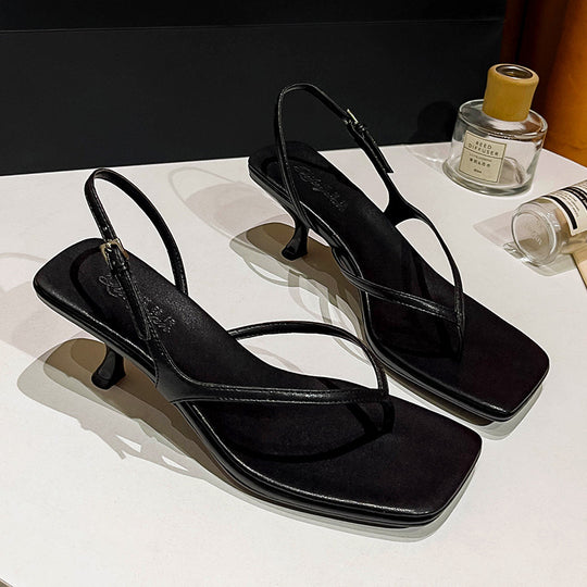 Damen elegante Schlappen mit schickem Riemendesign und komfortablem Absatz EB
