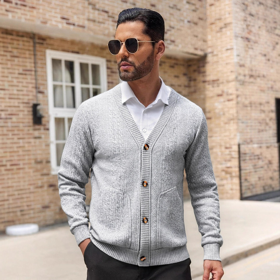 Herren Modischer Strickcardigan mit praktischen Taschen und einzigartiger Textur EB