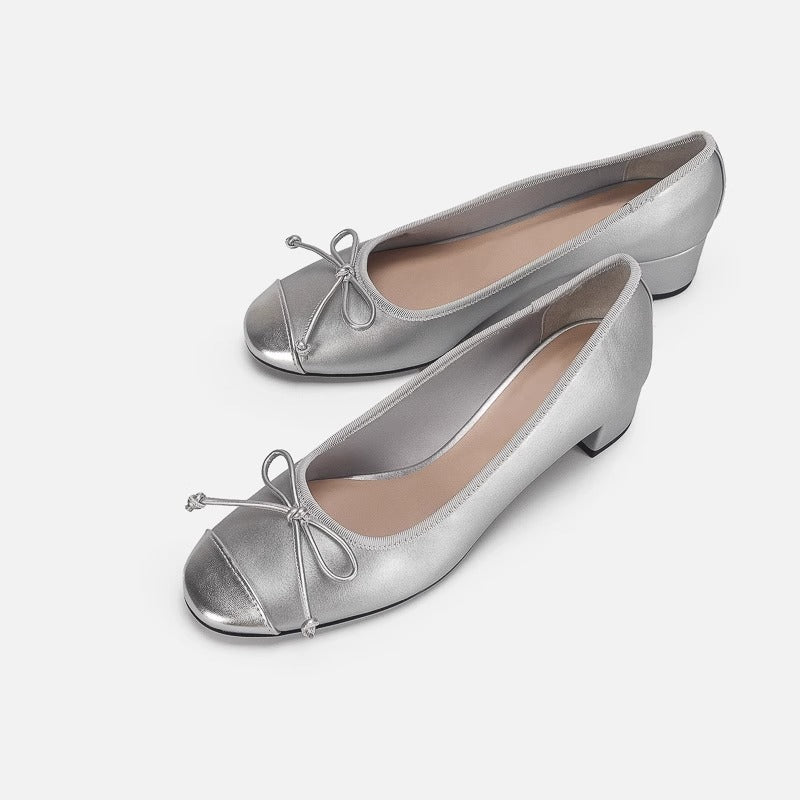 Damen Ballerinas mit elegantem Schleifendetail und glänzendem Obermaterial EB
