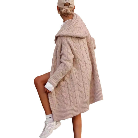 Damen Grobstrick-Cardigan mit tiefem V-Ausschnitt und praktischen Taschen EB