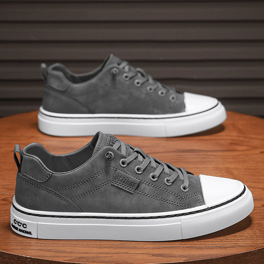 Herren klassische Low-Top Sneaker im Canvas-Look mit verstärkter Zehenkappe und gepolstertem Komfortfußbett EB