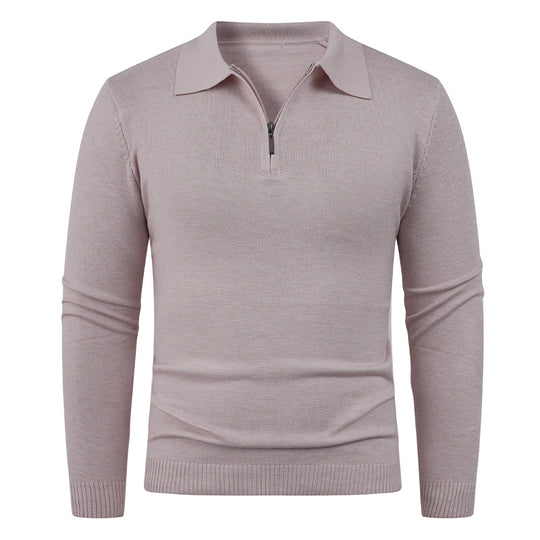 Herren Strickpullover mit halb offenem Kragen und feiner Rippenstruktur EB