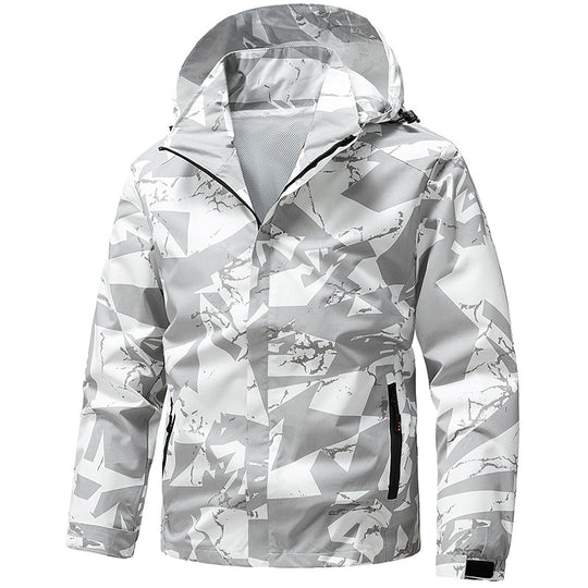 Herren wind- und wasserdichter Camo Regenblouson mit verschweißten Nähten und Mesh-Innenfutter EB