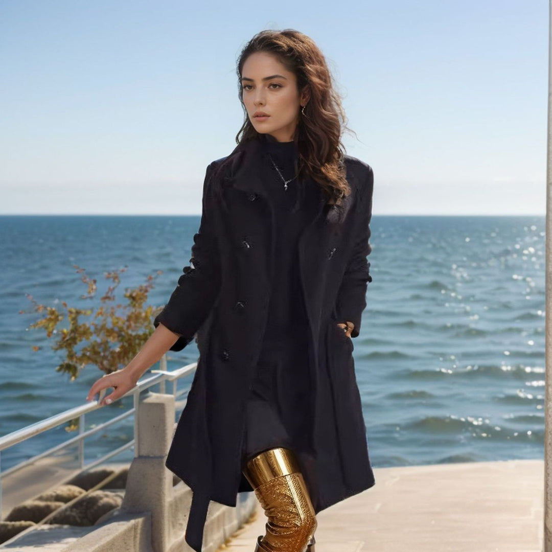 Damen eleganter Trenchcoat mit stylischen Details und lässigem Schnitt EB