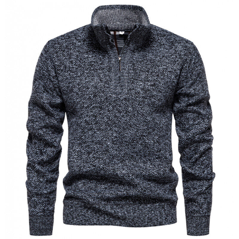 Herren Hochwertiger Pullover mit Stehkragen und Reißverschluss EB