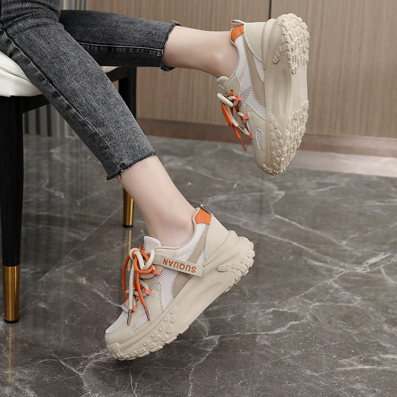 Damen trendige Chunky Sneakers mit atmungsaktiven Mesh-Einsätzen und komfortabler Dämpfung EB