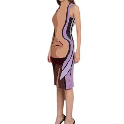 Damen Figurbetontes Midikleid mit modernem Druck EB
