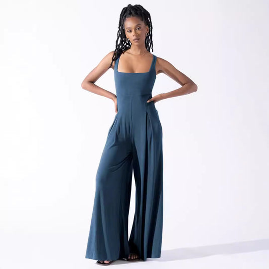 Damen Jumpsuit mit weit geschnittenem Bein und tiefem Rückenausschnitt EB