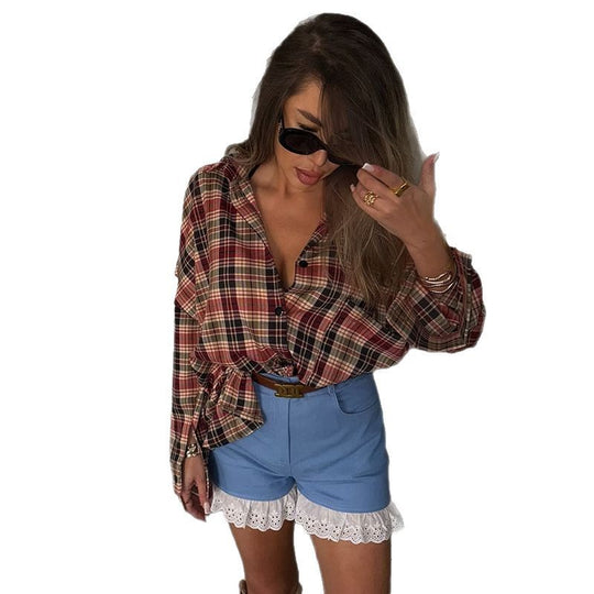 Damen oversized Karohemddesign EB