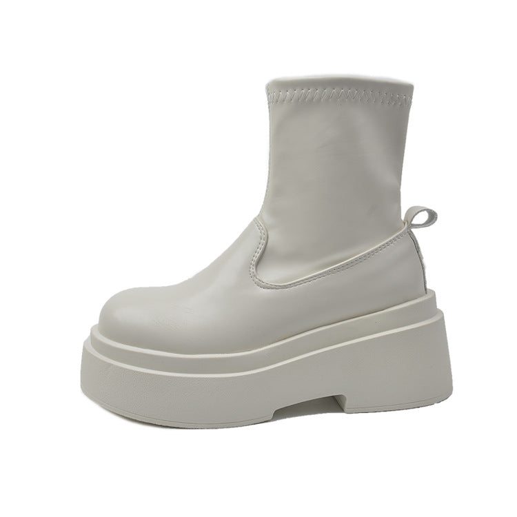 Damen Modische Stiefel mit robuster Plateausohle und weichem Obermaterial EB