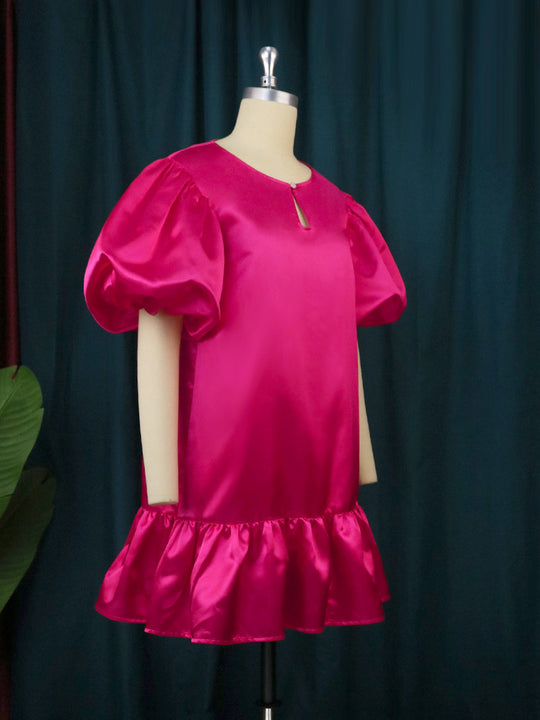 Damen Puffärmel Kleid EB