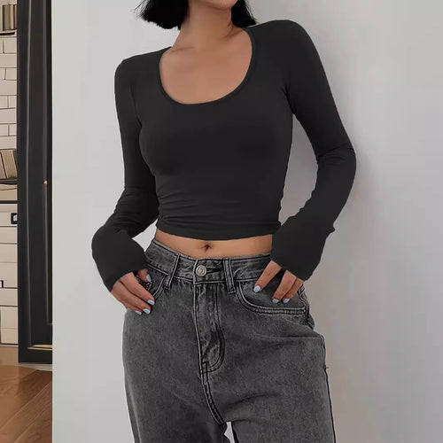 Damen Figurbetontes Langarmshirt mit weiten Ärmeln EB