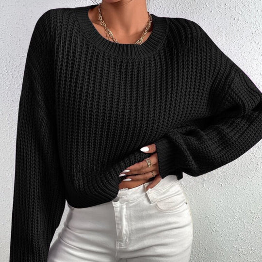 Damen Grobstrickpullover mit lässigem Schnitt und überschnittenen Schultern EB