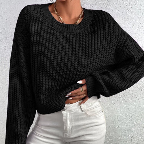 Damen Grobstrickpullover mit lässigem Schnitt und überschnittenen Schultern EB
