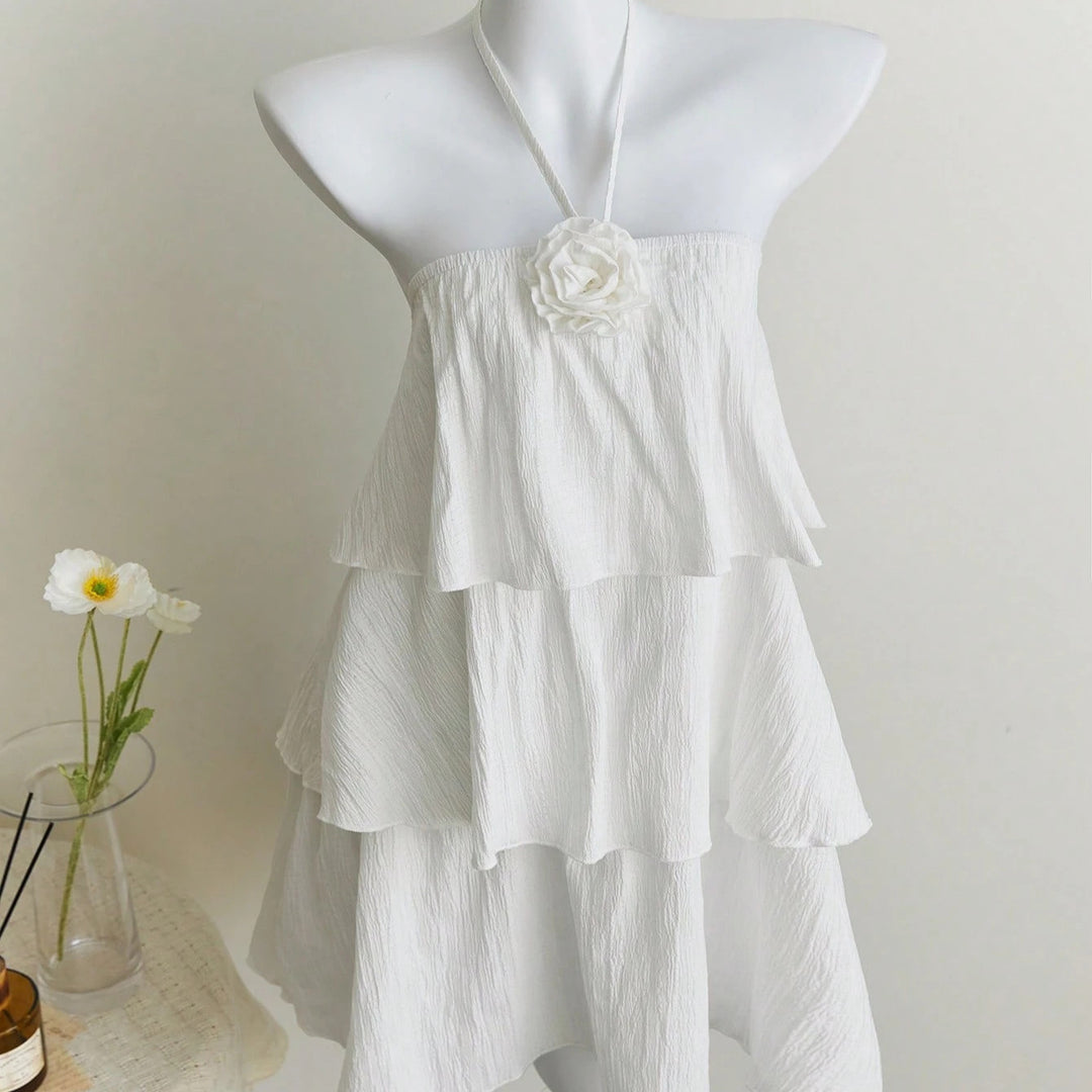 Damen luftiges Strandkleid mit Rüschendetails EB