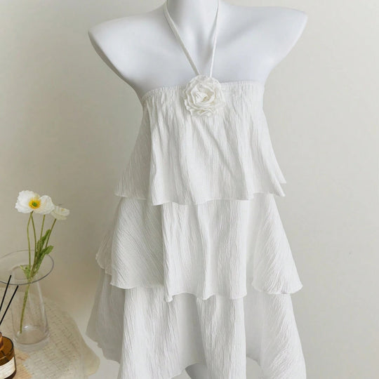 Damen luftiges Strandkleid mit Rüschendetails EB