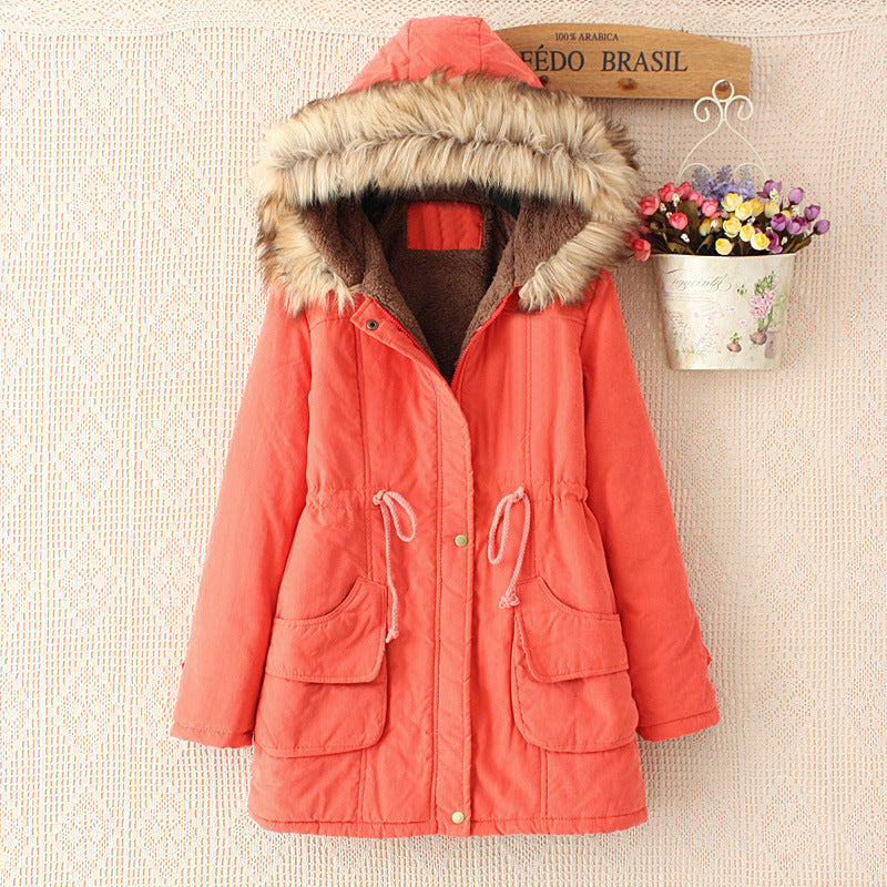 Damen gesteppte Übergangsjacke mit faux Pelzkragen und praktischen Taschen EB