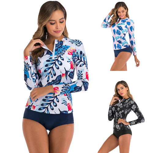 Damen Langarm-Surfuanzug mit floralem Motiv EB