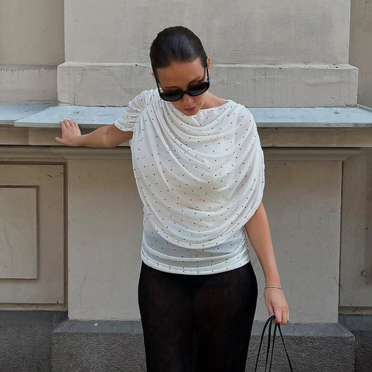 Damen Elegantes Drapiertes Oberteil mit edlen Akzenten EB