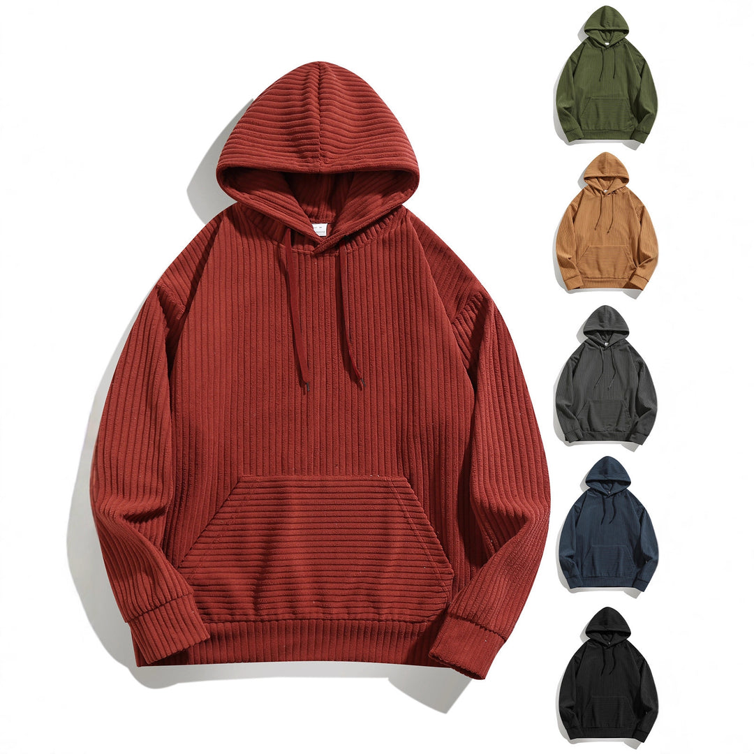 Herren Kapuzenpullover mit strukturierter Ripp-Textur und praktischen Taschen EB
