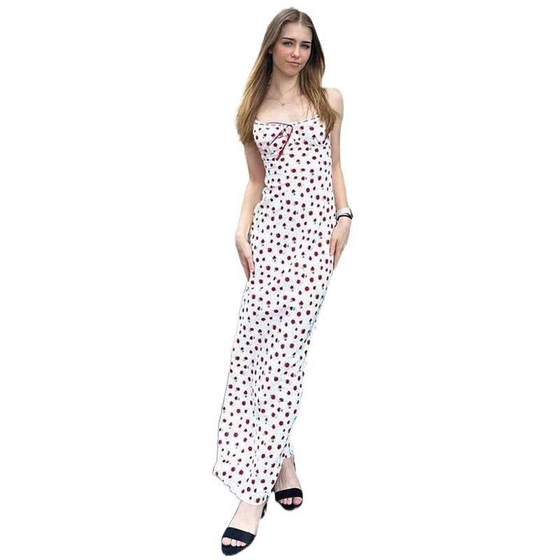 Damen Maxikleid mit verspieltem Blumendruck und verstellbaren Trägern EB